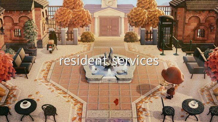 【あつ森】秋の街 案内所 | Resident Services | Fountain Plaza | Animal Crossing New Horizons