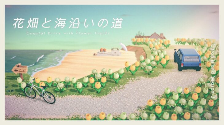 【あつ森】花畑と海沿いのドライブコース｜岬を活用した島クリエイト｜Citron島 シーズン3-08【島クリエイト】