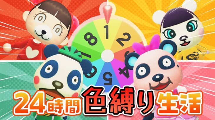 【あつ森アニメ】24時間色縛り生活‼ 野菜ばっかり？🥬甘いもの地獄？🎂【24時間チャレンジ】